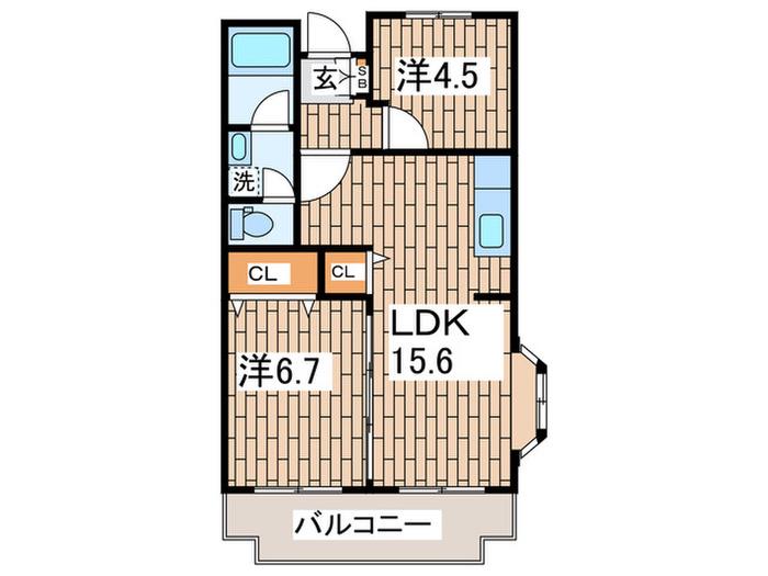 パステル能見台(2LDK/1階)の間取り写真