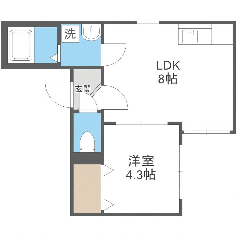 HS821(1LDK/4階)の間取り写真