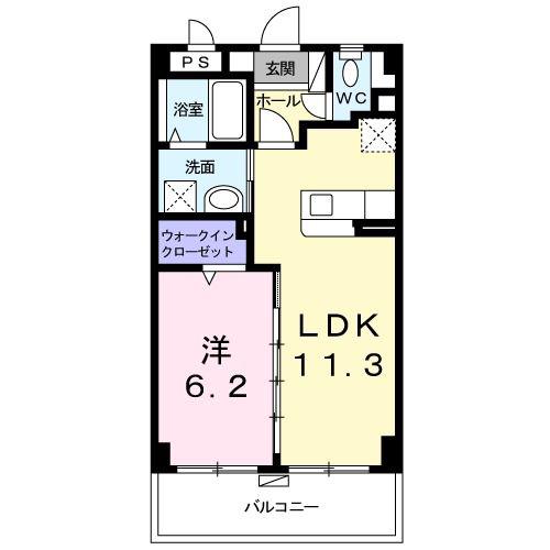ビッグイースト ワン(1LDK/1階)の間取り写真