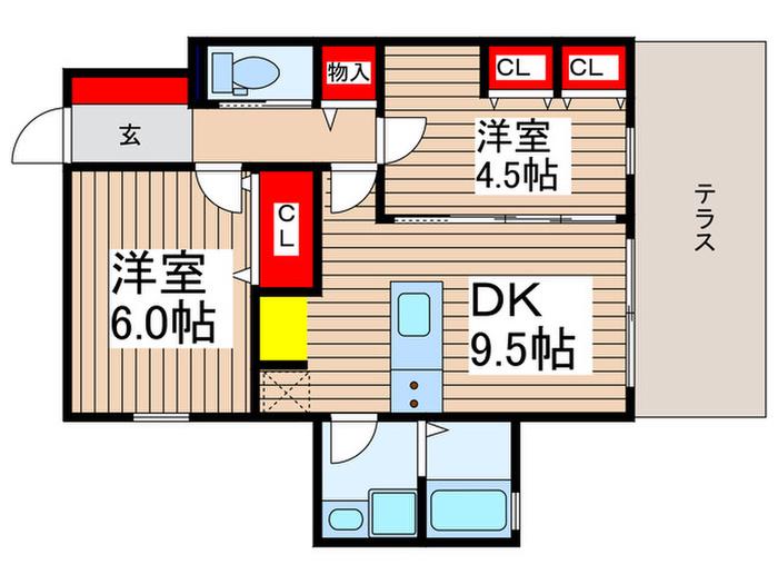 A1-FLAT(2DK/1階)の間取り写真