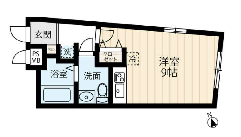 グランツ立川(1K/3階)の間取り写真