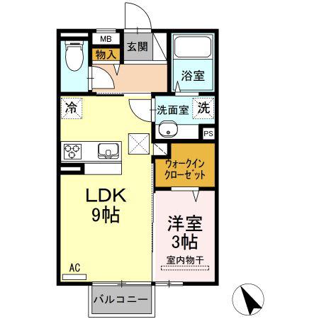 ロイジェントパークス広野 I(1LDK/1階)の間取り写真