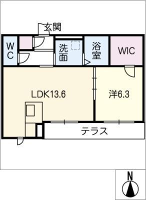 サンモール竜美丘(1LDK/1階)の間取り写真