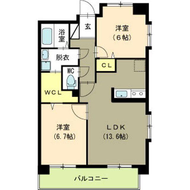 パークハイツ美咲(2LDK/8階)の間取り写真