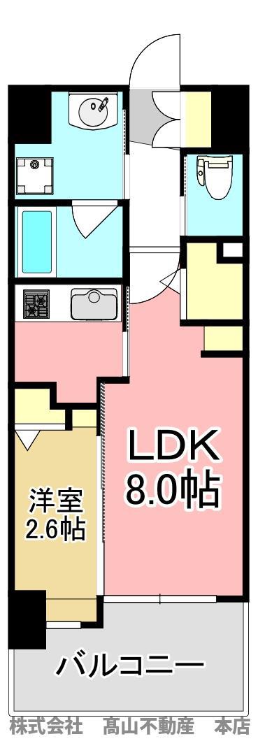 ロイヤルシティ福間駅前(1LDK/7階)の間取り写真