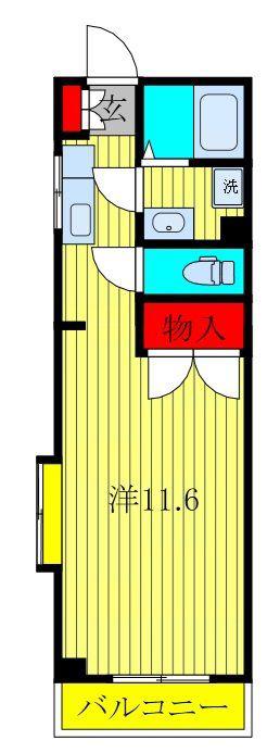 都賀M3ビル(1K/4階)の間取り写真