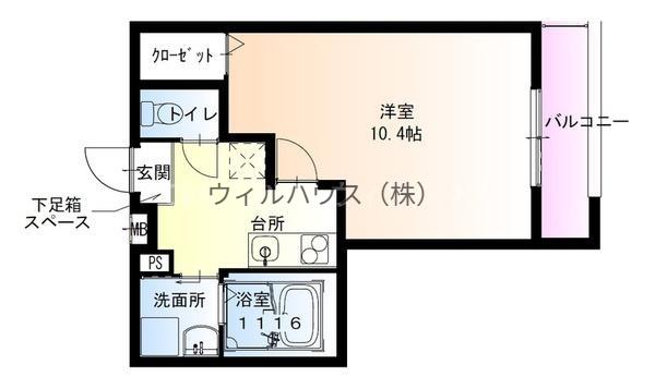 フジパレス堺浜寺石津Ⅲ番館(1K/3階)の間取り写真
