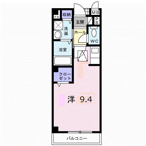 リフティ新浜 I(ワンルーム/1階)の間取り写真