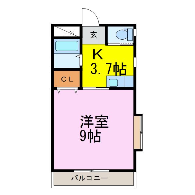 ラフォーレ・ピース(1K/1階)の間取り写真