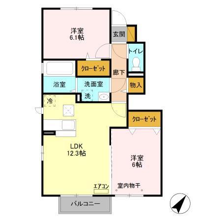 サンライズYAMATO(2LDK/1階)の間取り写真