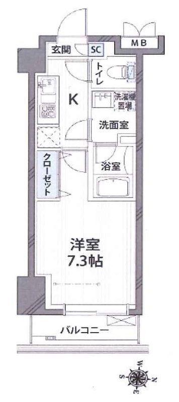ラフィネ三軒茶屋(1K/3階)の間取り写真