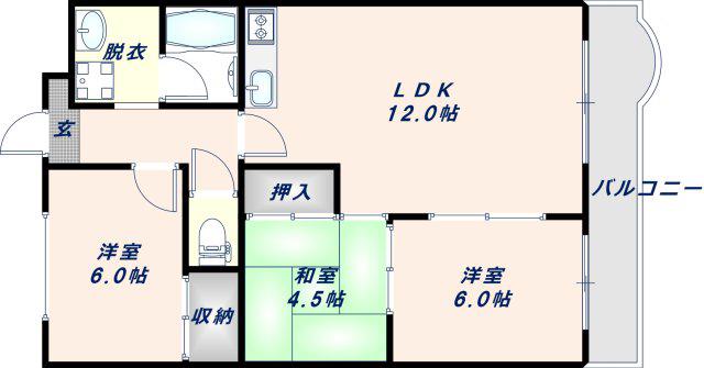 GRAND STEADY八戸ノ里(3LDK/4階)の間取り写真