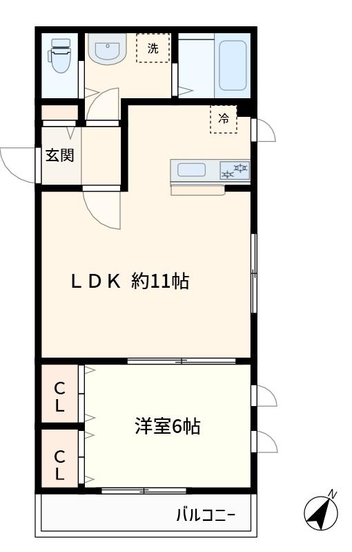 アムール成城(1LDK/2階)の間取り写真