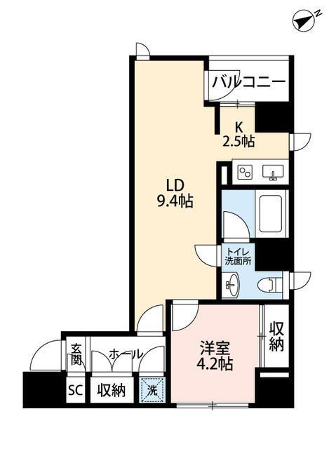 J1619(1LDK/5階)の間取り写真