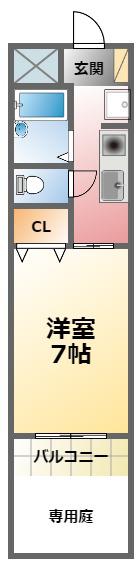 レモングラス(1K/1階)の間取り写真