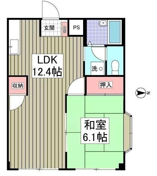 エルディム高島(1LDK/1階)の間取り写真