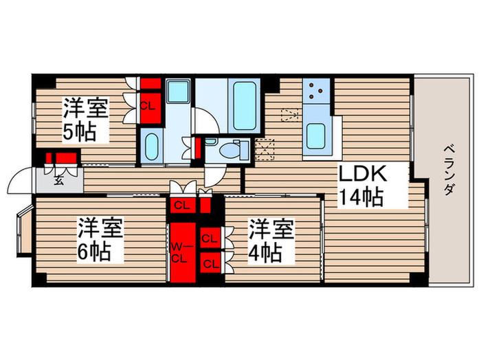 エクセレントシティ津田沼(3LDK/3階)の間取り写真