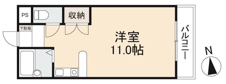 リッチモンド福岡町II(ワンルーム/3階)の間取り写真