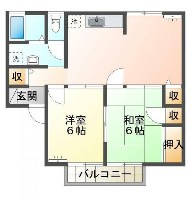 サンタウン寺井(2LDK/2階)の間取り写真