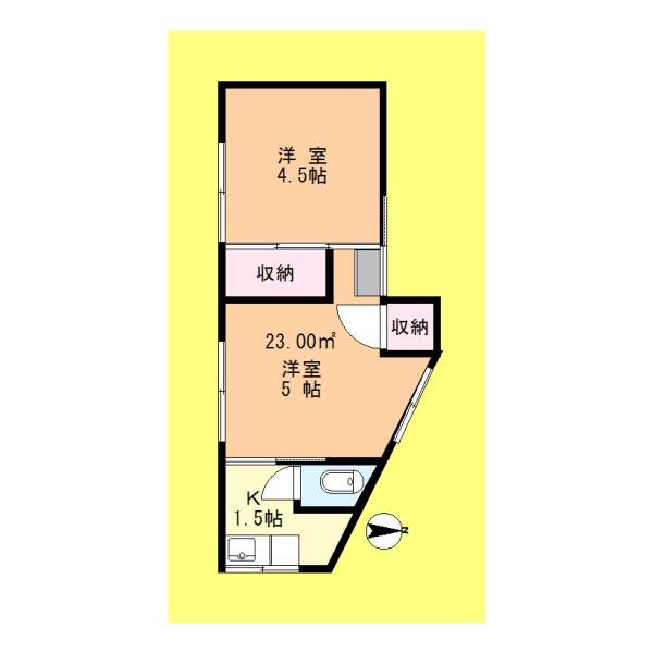 道善荘(2K/3階)の間取り写真