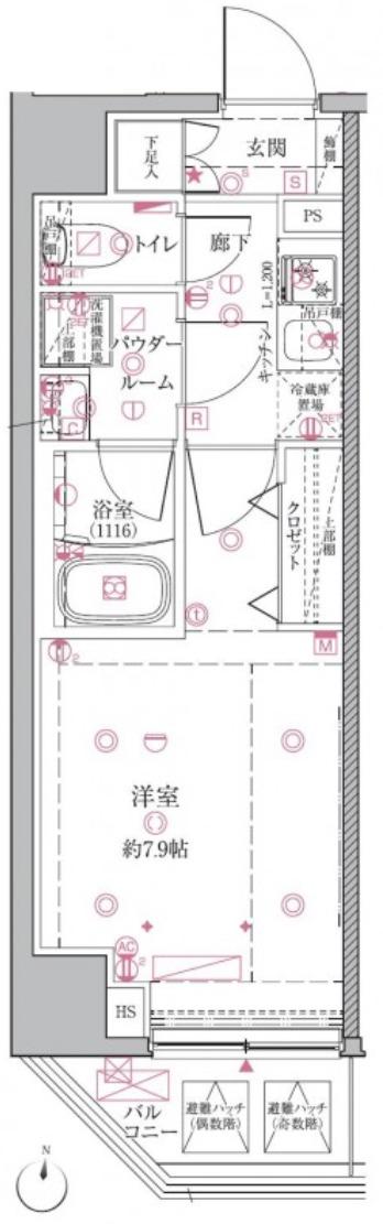 クレイシアIDZ芦花公園(1K/3階)の間取り写真