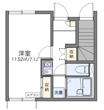ルミエールKAYA(1K/1階)の間取り写真