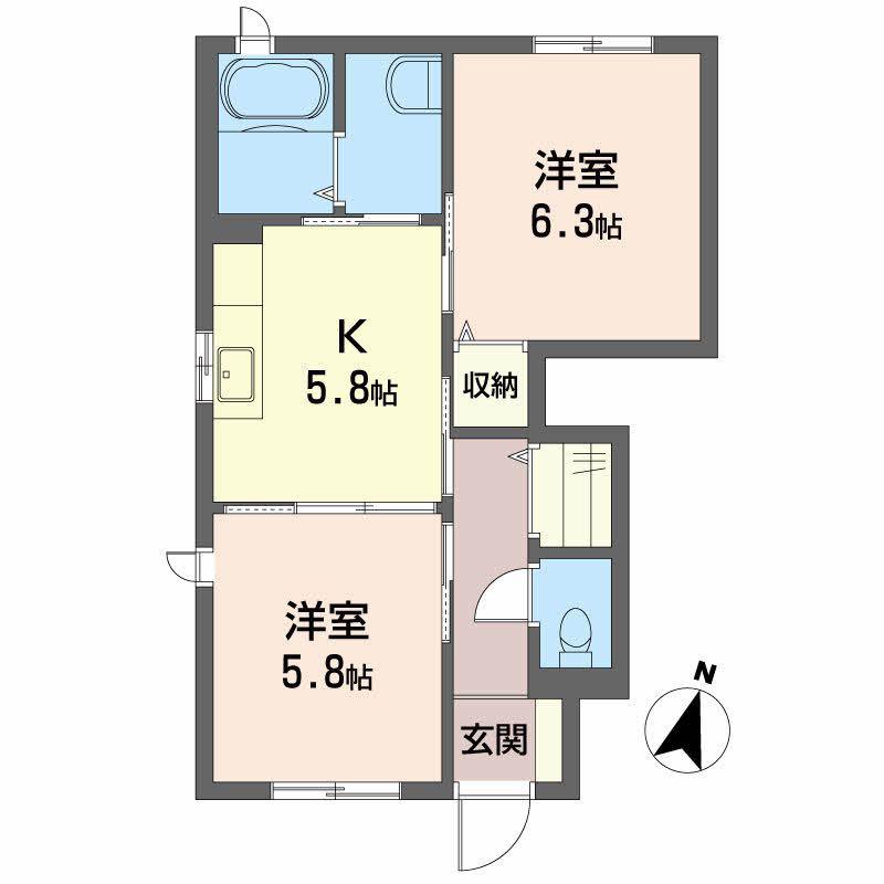グランマスト論田A(2K/1階)の間取り写真