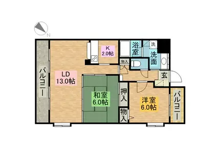 バローネ八雲(2LDK/4階)の間取り写真