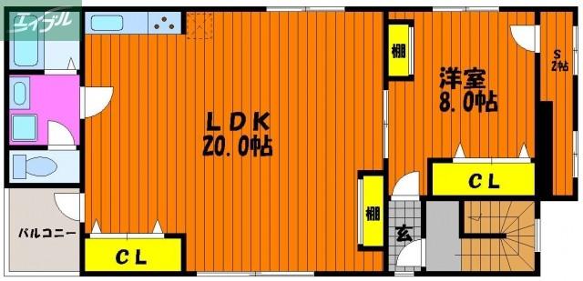 宮本ビル(1SLDK/4階)の間取り写真