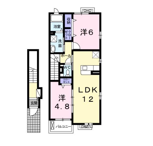 ピータプラシード(2LDK/2階)の間取り写真