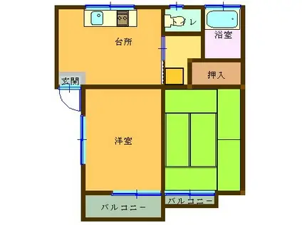 青野ハイツ(2DK/2階)の間取り写真