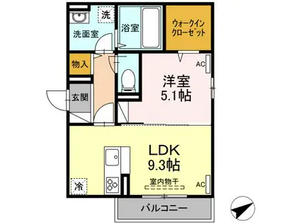 D-RESIDENCE沖野上(1LDK/3階)の間取り写真