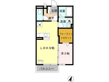 リビングタウンいせJ(1LDK/2階)の間取り写真