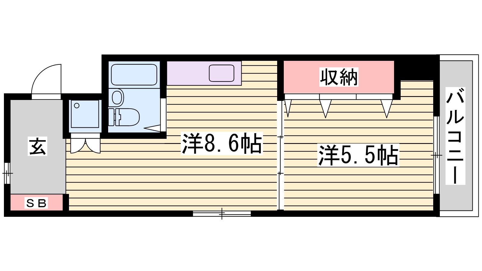 ファーストイン英賀保駅前(1DK/5階)の間取り写真