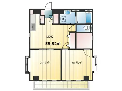 コンフォート富岡(2LDK/5階)の間取り写真