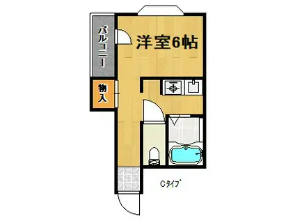 ロイヤル二色(1K/2階)の間取り写真