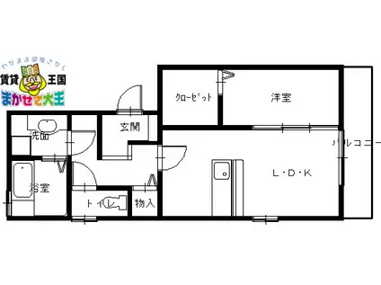カーサデルソル(1LDK/1階)の間取り写真