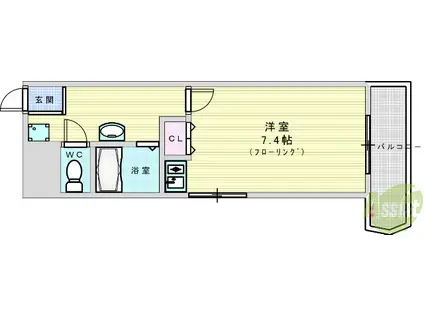 フローライト新大阪(ワンルーム/4階)の間取り写真