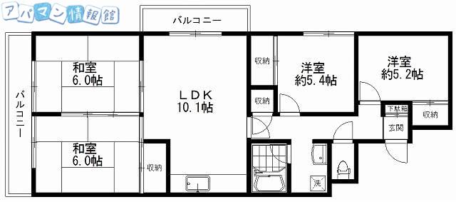 コープ野村川端町B棟(4LDK/7階)の間取り写真