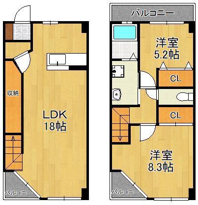 アヴニール吉志(2LDK/7階)の間取り写真
