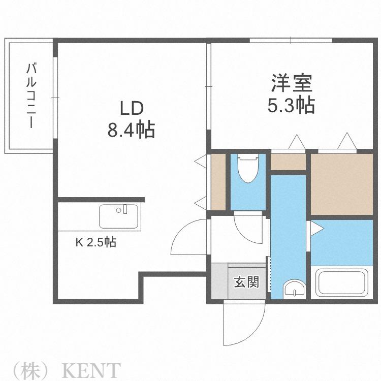 ALTA MAREA 桑園(1LDK/1階)の間取り写真