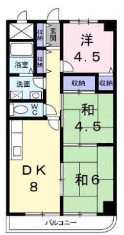 アルカザーレ国分西(3DK/4階)の間取り写真