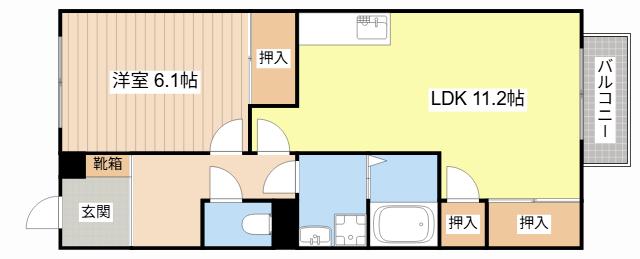 クレストコート(1LDK/2階)の間取り写真