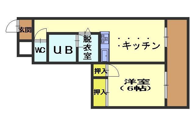 クレセント太田(1LDK/4階)の間取り写真