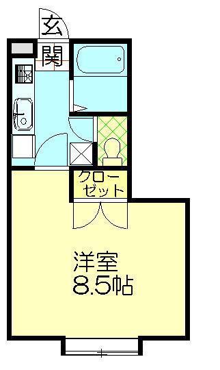 レジェンド南I(1K/1階)の間取り写真