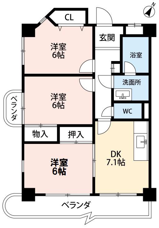 VERDE COLLINA(3DK/5階)の間取り写真