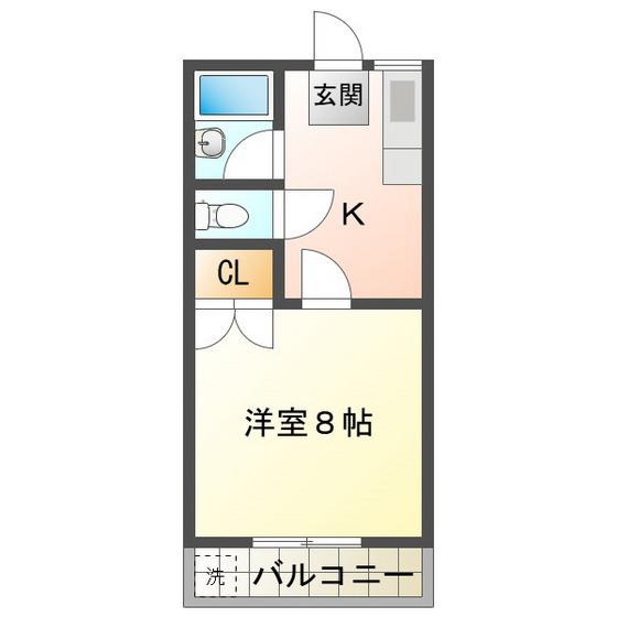 FORTUNA S棟(1K/2階)の間取り写真