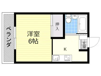 サザンブライト東春日B(1K/3階)の間取り写真