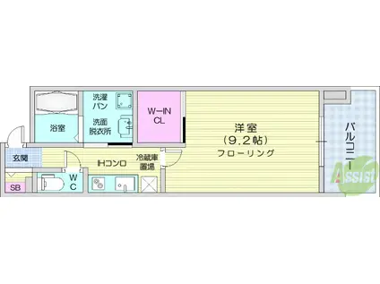 リージア勾当台公園(1K/10階)の間取り写真