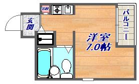 ロイヤルメゾン魚崎Ⅱ(ワンルーム/1階)の間取り写真
